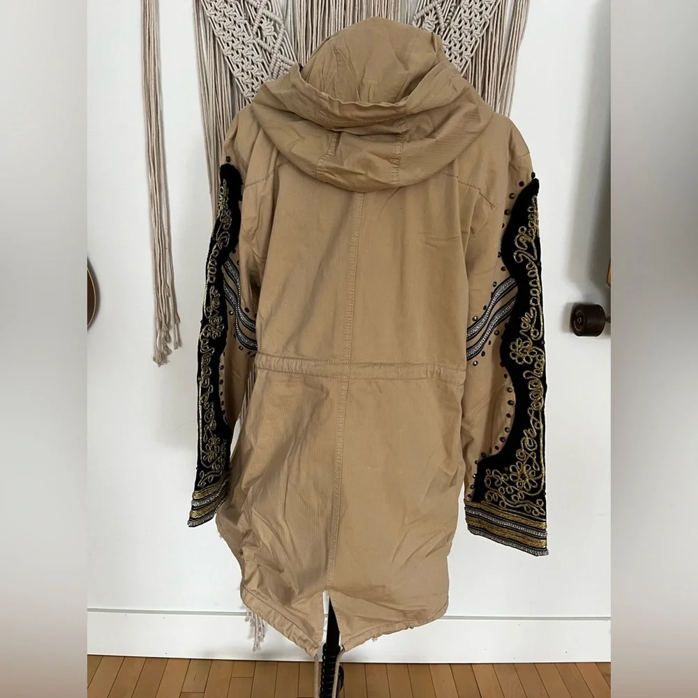 Free People Golden Quills Military Parka with Embroidered Sleeves - Picture 3 of 16